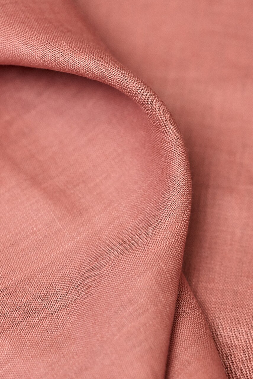1 Yard Softened Light Rust Pure Linen Fabric Midweight 5.5 oz 54 Inch Wide Solid Weave